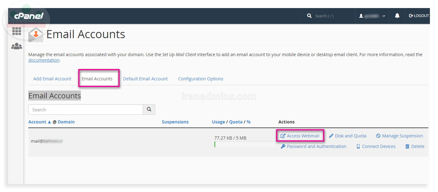 ورود به ایمیل cpanel