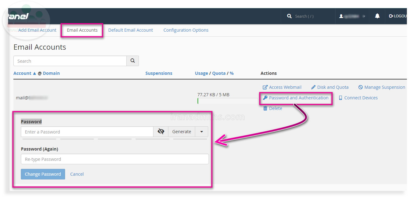 ورود به ایمیل cpanel