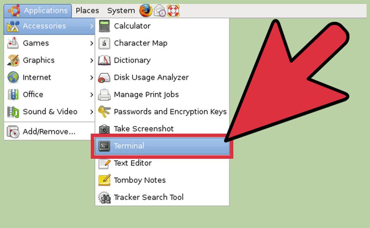 access terminal and shell from application menu in linux